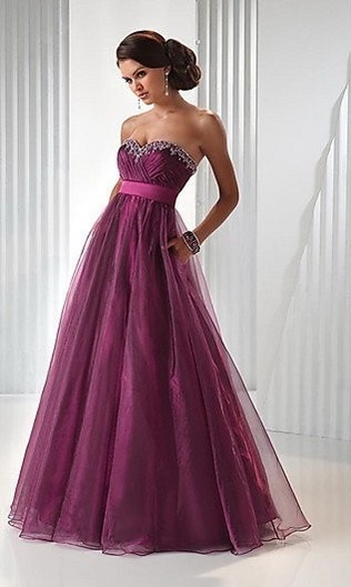 plum ball gown