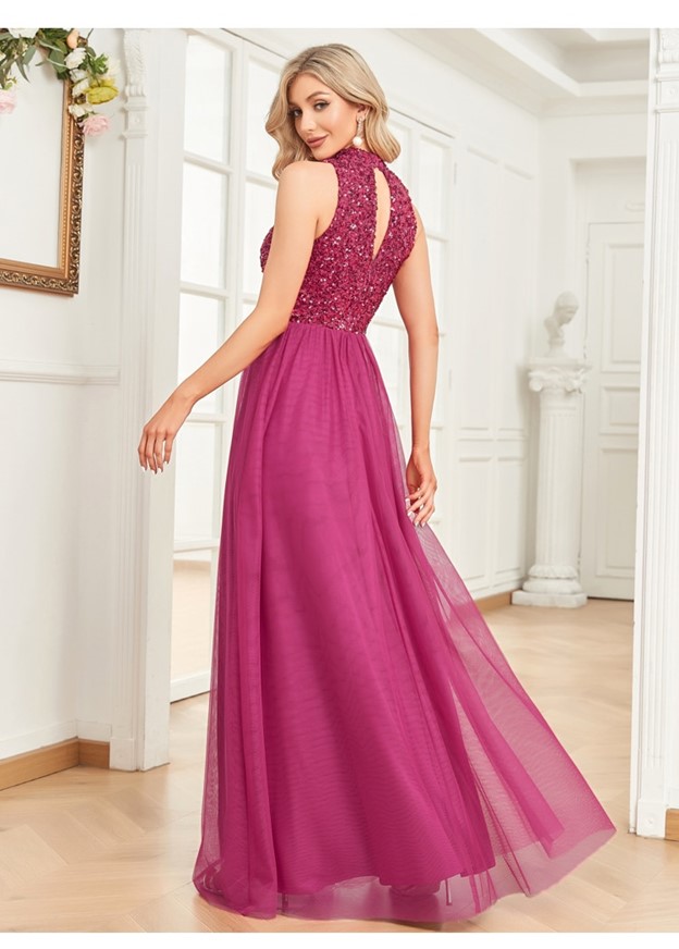 Cerise pink 2025 evening dress